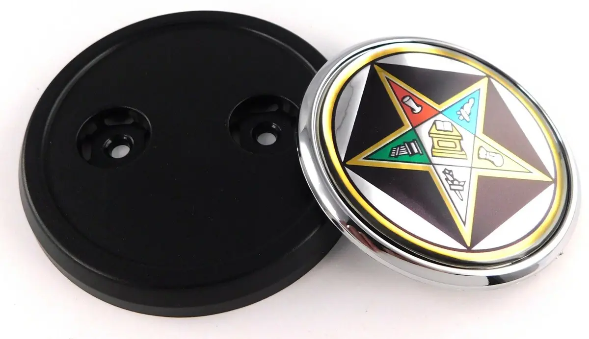 Eastern Star Mason Car Truck Black Round Grill Badge 3.5" Grille Chrome Emblem 1