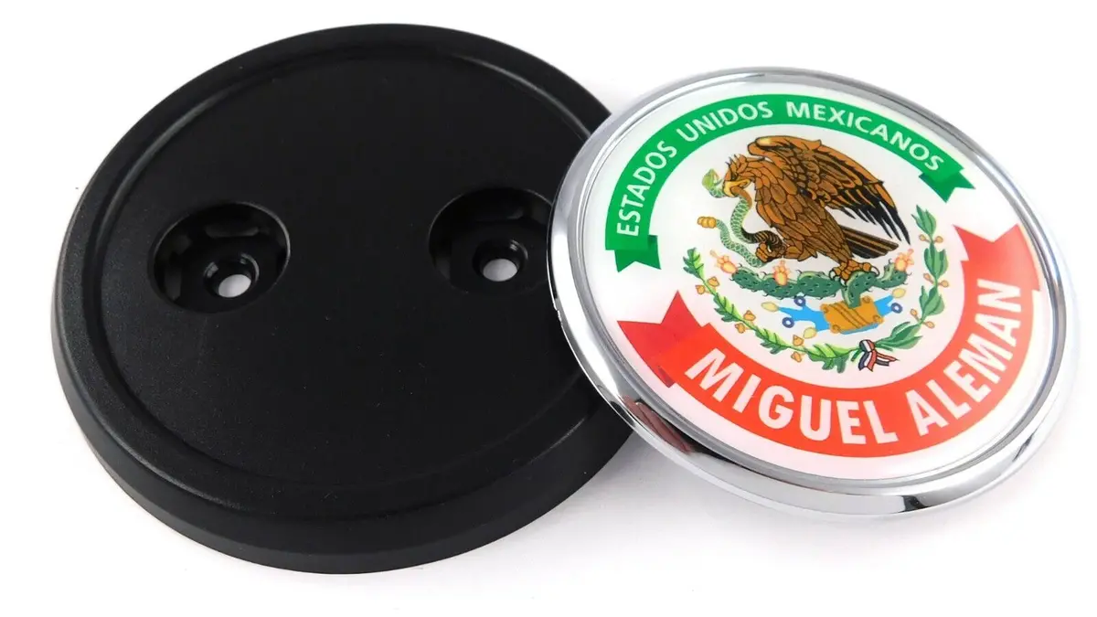 Miguel Aleman Mexico Car Truck Grill Black Badge 3.5" Grille Chrome Emblem 1