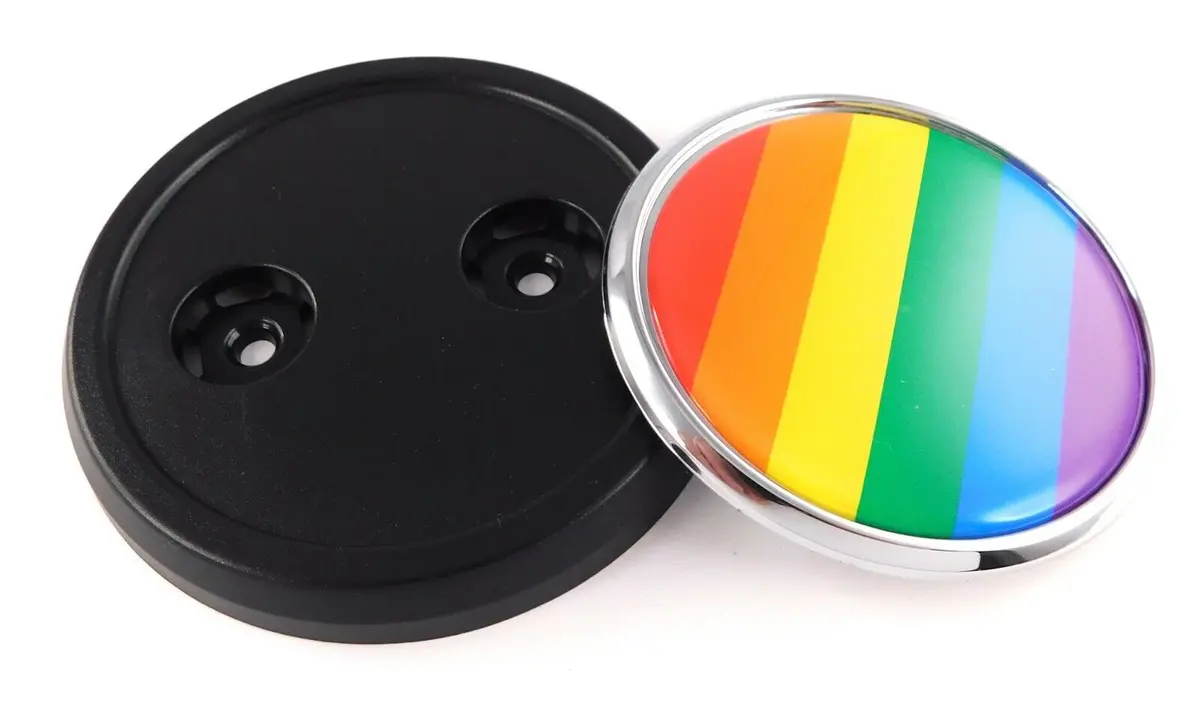 Pride Gay Lesbian Car Truck Black Round Grill Badge 3.5" Grille Chrome Emblem 1