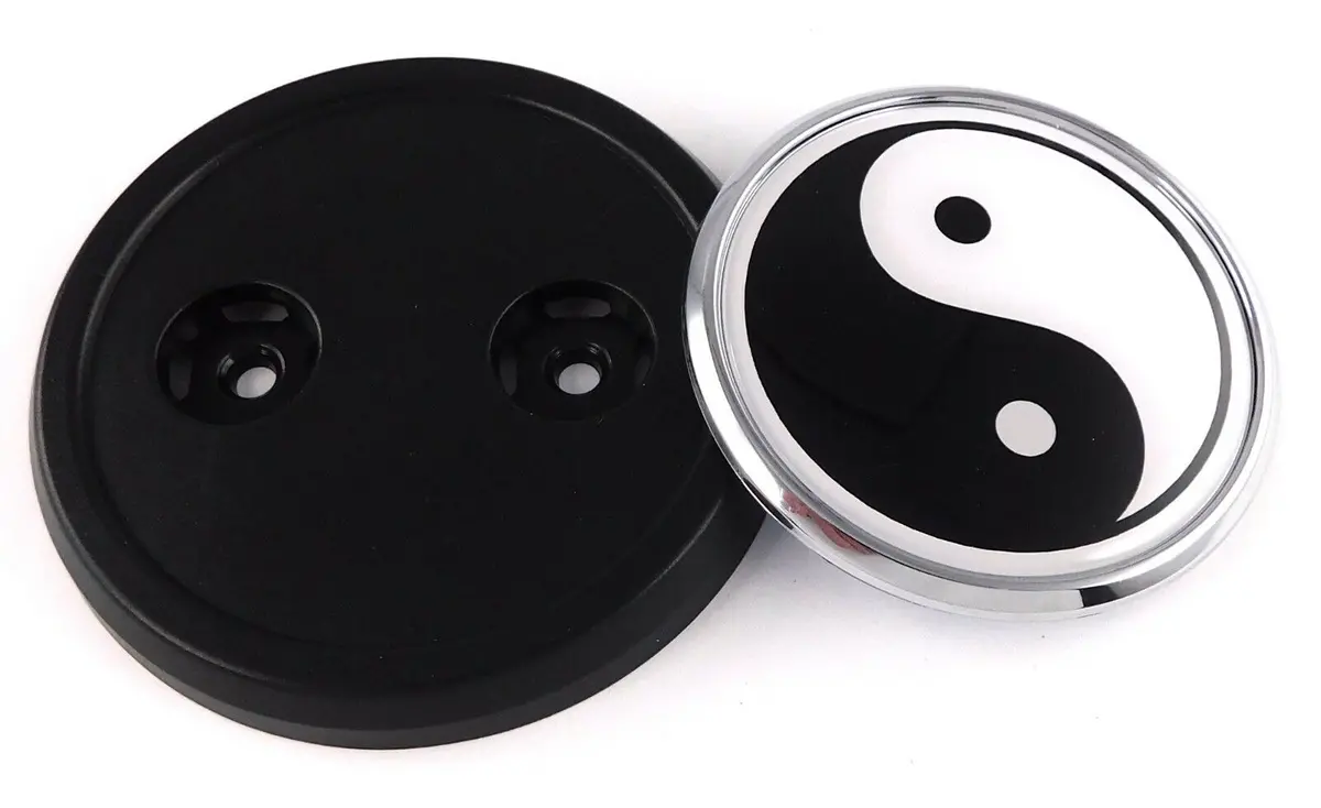 Yin Yang Flag Car Truck Grill Badge Black Round 3.5" Grille Chrome Emblem 1