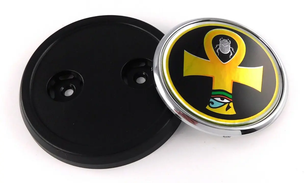 Ankh Car Truck Black Round Grill Badge 3.5" Black Grille Chrome Emblem 1