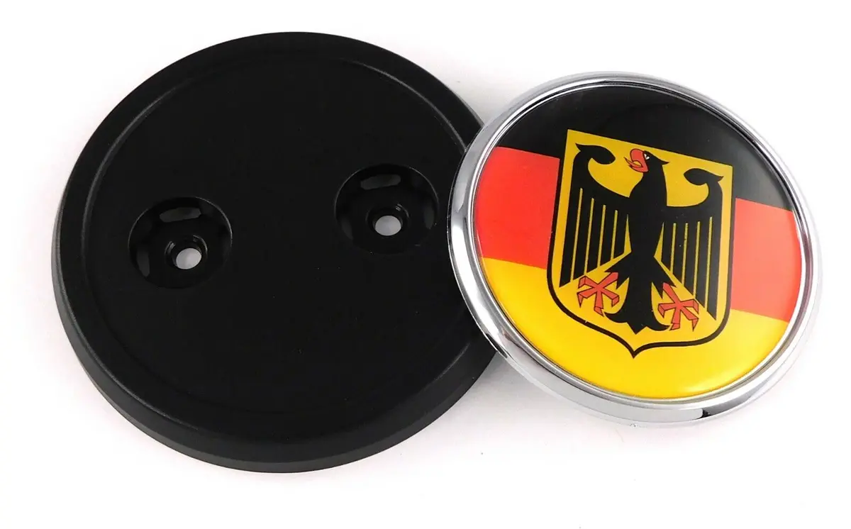 Germany German Flag Car Truck Black Round Grill Badge 3.5 Grille Chrome Emblem 1