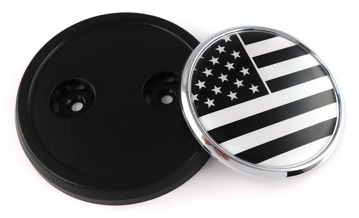 Usa Black American Flag Car Truck Grill Black Badge 3.5" Grille Chrome Emblem 1