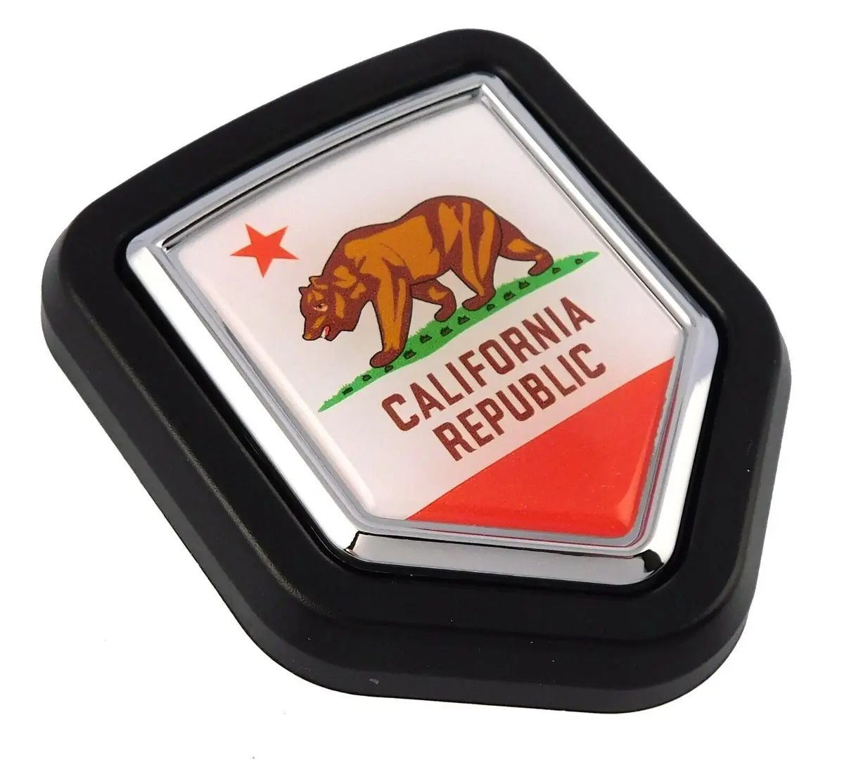 California Usa Flag Car Truck Black Shield Grill Badge Grille Chrome Emblem 1