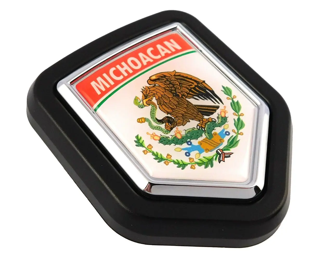 Michoacan Mexico Flag Car Truck Black Shield Grill Badge Grille Mount Emblem 1