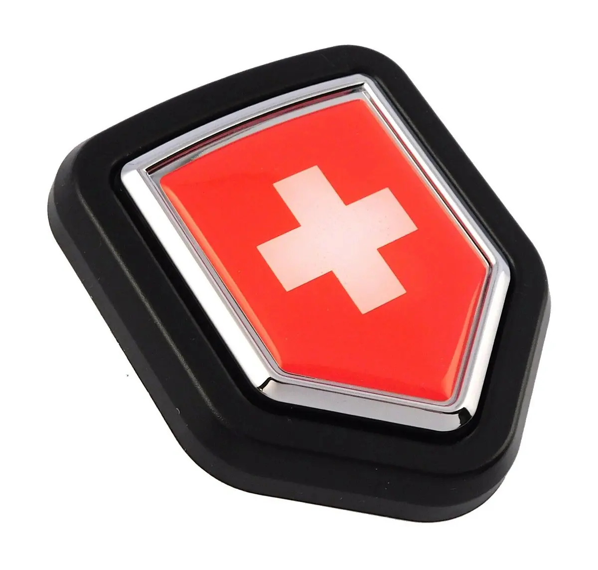 Switzerland Swiss Flag Car Truck Black Shield Grill Badge Grille Chrome Emblem 1