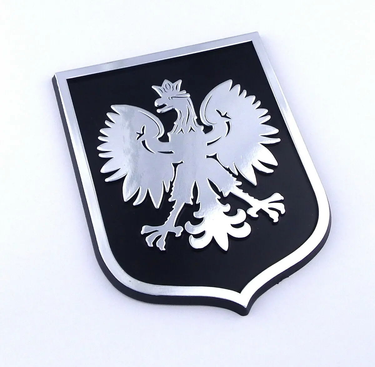 Poland Polska Eagle Black Chrome Plastic Car Emblem Decal Sticker Crest Pbc 1