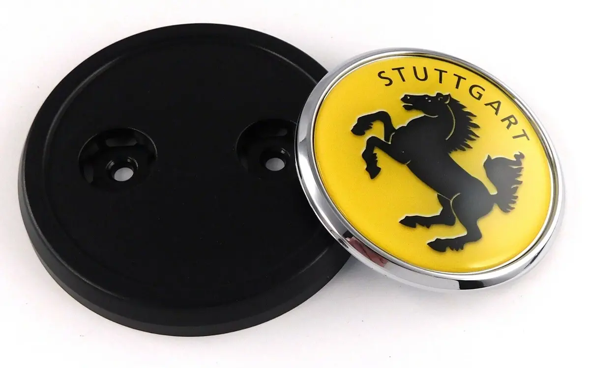 Stuttgart Flag Car Truck Black Round Grill Badge 3.5" Grille Chrome Emblem 1