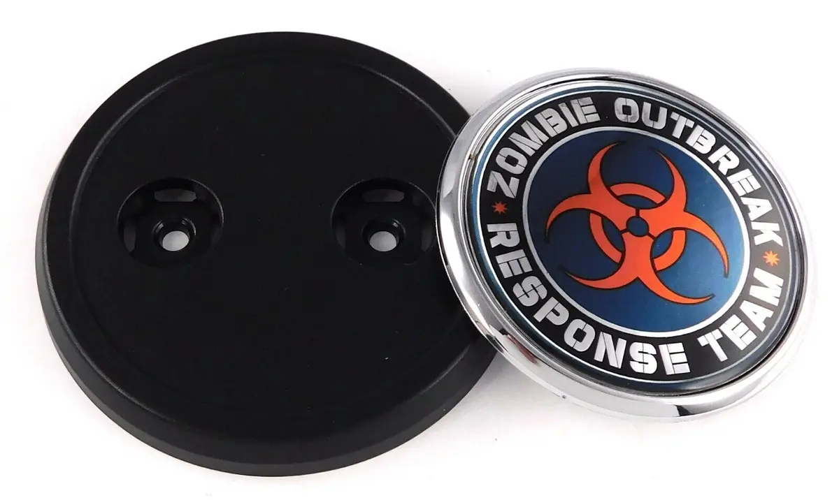 Zombie Outbreak Car Truck Grill Badge Black Round 3.5" Grille Chrome Emblem 1