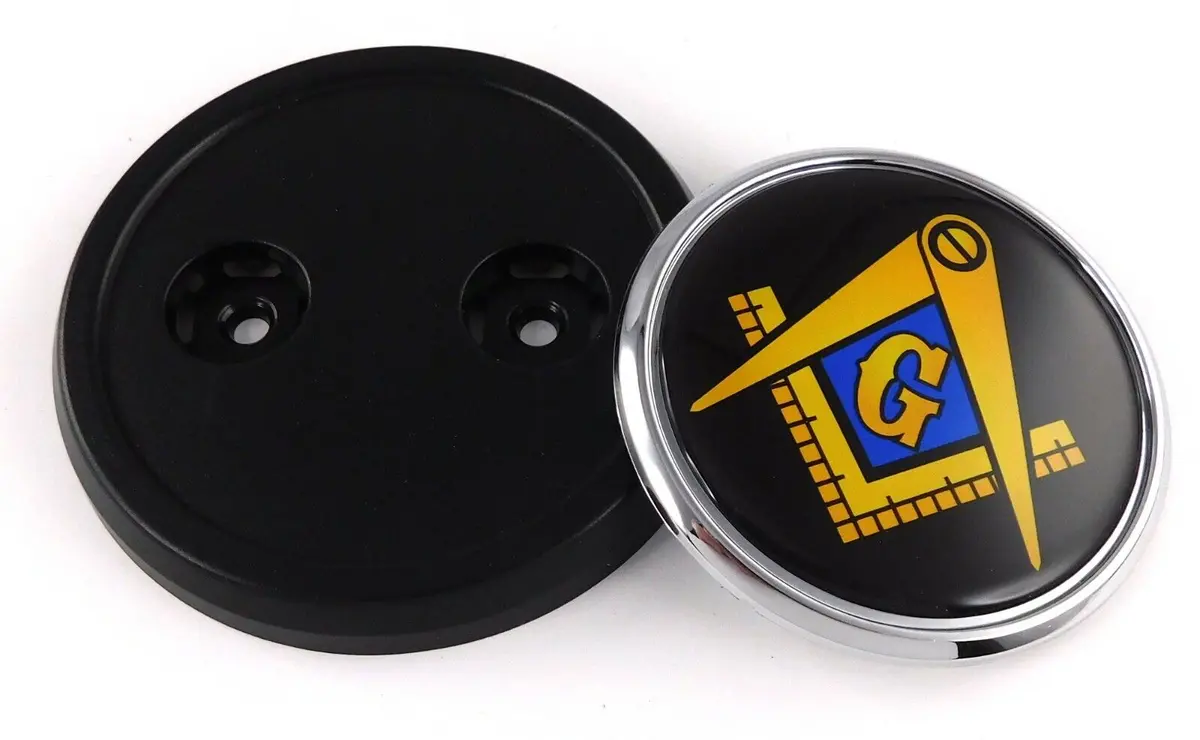 Mason Black Masonic Car Truck Black Round Grill Badge 3.5 Grille Chrome Emblem 1