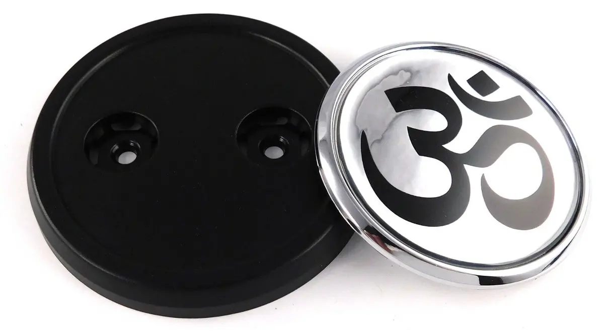 Aum Om Car Truck Black Round Grill Badge 3.5" Grille Chrome Emblem 1