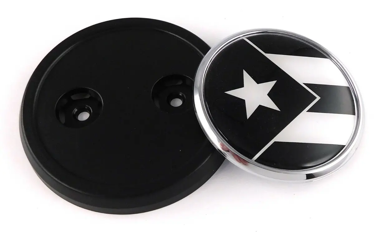 Puerto Rico Black Flag Car Truck Black Grill Badge 3.5" Grille Chrome Emblem 1