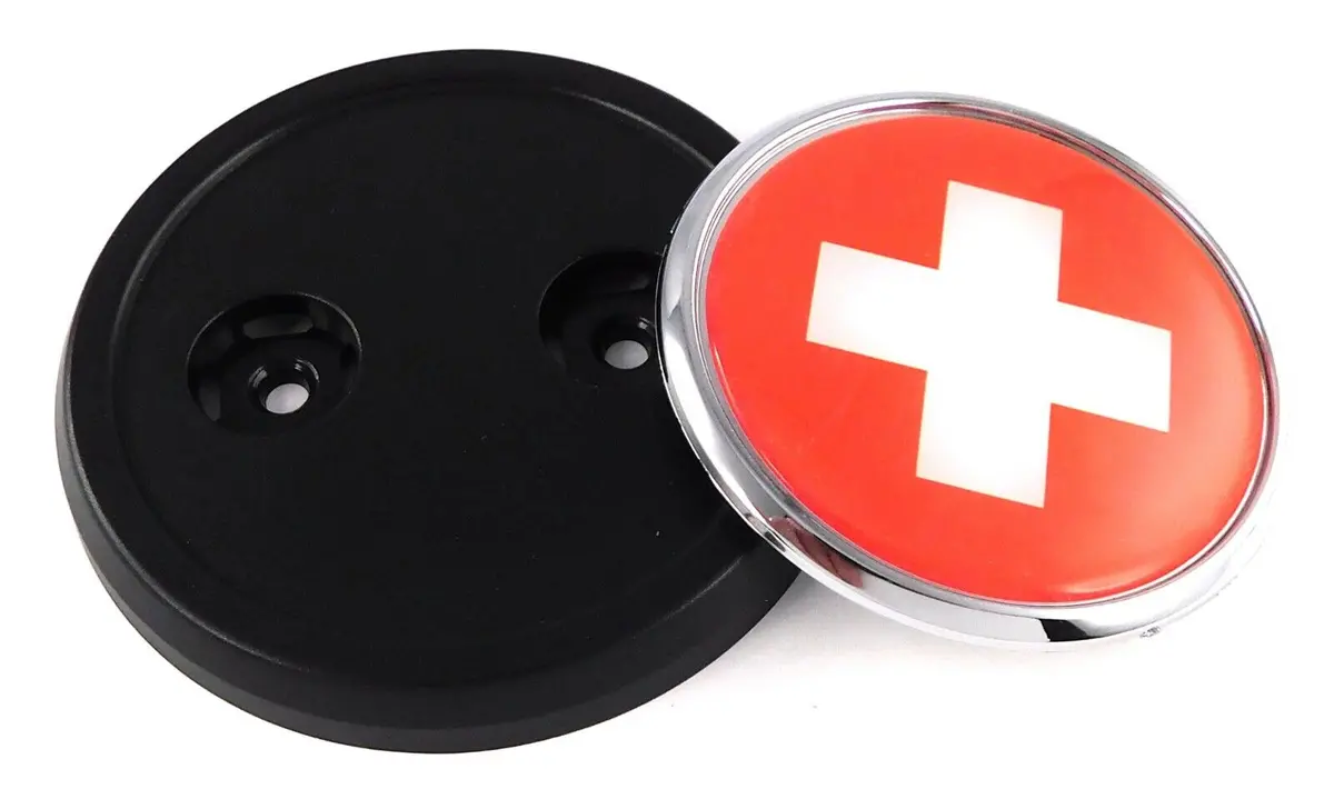 Switzerland Swiss Car Truck Black Round Grill Badge 3.5" Grille Chrome Emblem 1