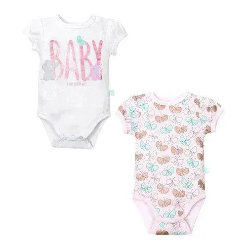 Set 2 Bodys Manga Corta Blanco Mariposa Niña 12-18M, Bambino 1