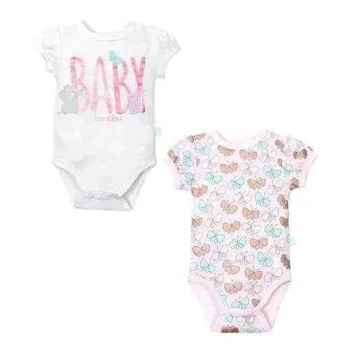 Set 2 Bodys Manga Corta Blanco Mariposa Niña 18-24M, Bambino 1