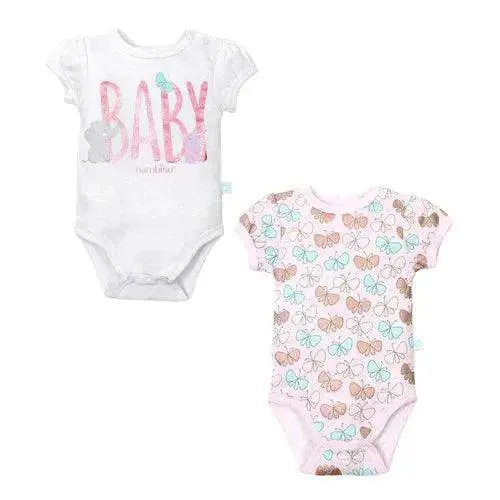 Set 2 Bodys Manga Corta Blanco Mariposa Niña 3-6M, Bambino 1