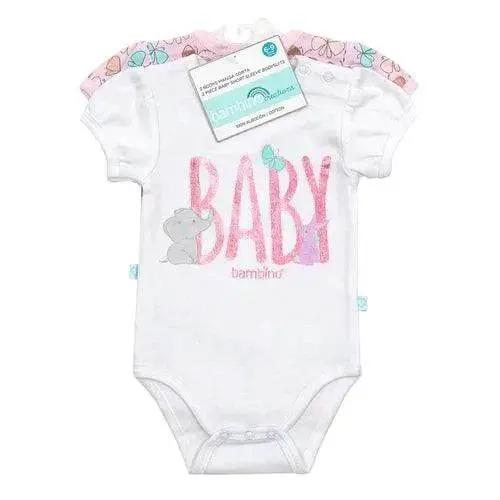 Set 2 Bodys Manga Corta Blanco Mariposa Niña 3-6M, Bambino 2