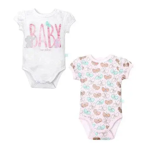 Set 2 Bodys Manga Corta Blanco Mariposa Niña 6-9M, Bambino 1