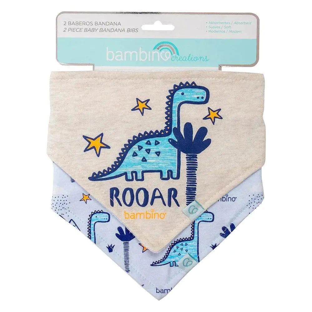 Set 2 Piezas Bandana Dinosaurio Gris, Bambino 1