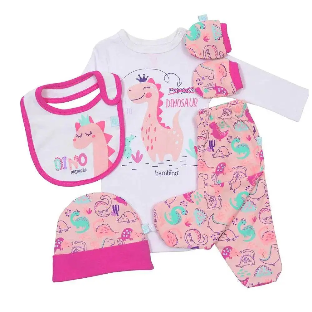 Set 5 Piezas Baby Gift Bambino Creations Dinosaurio Fucsia 1
