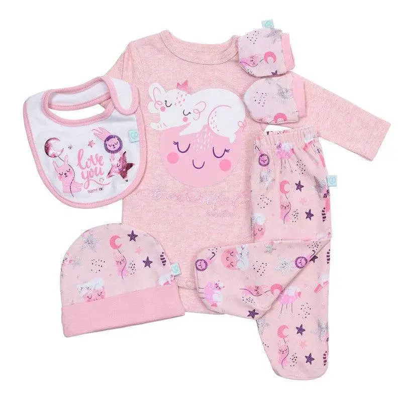 Set 5 Piezas Baby Gift Creations Animales Rosado, Bambino 1