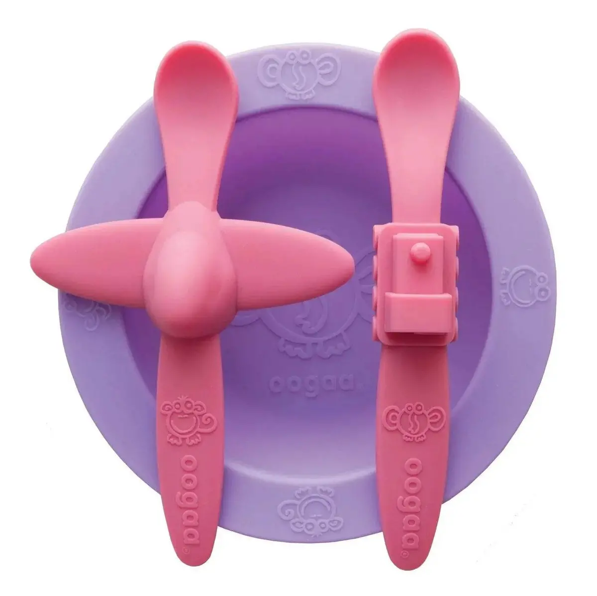 Set Bowl Y Cucharas Silicona Morado/Rosado, Oogaa 1