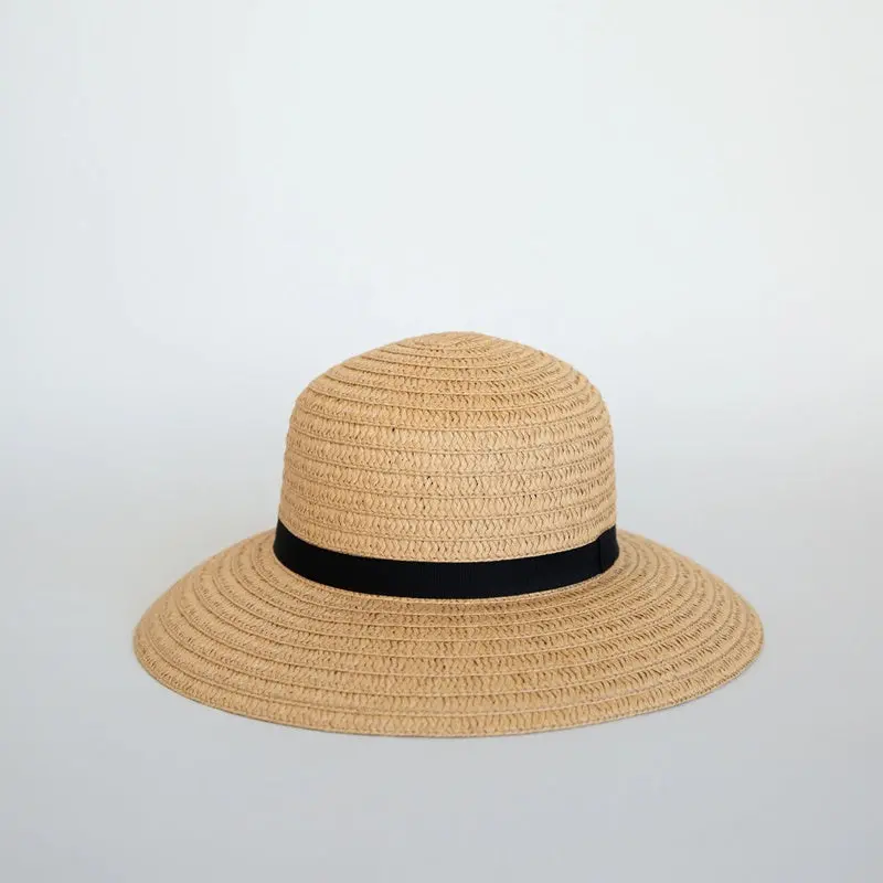 Sophie - So Shady Ribbon Hat - Natural With Black 1