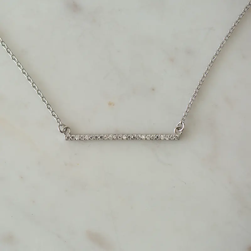 Sophie - Sparkle Bar Necklace - Silver 1
