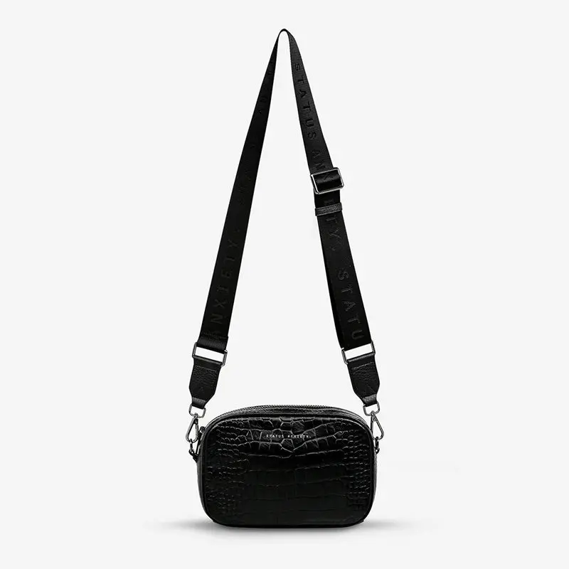 Status Anxiety - Plunder With Webbed Strap - Black Croc 1