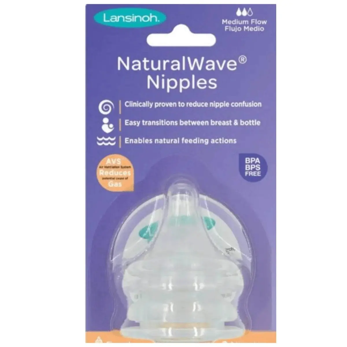 Tetina Lansinoh Natural Wave 2 Unds Flujo Medio 1