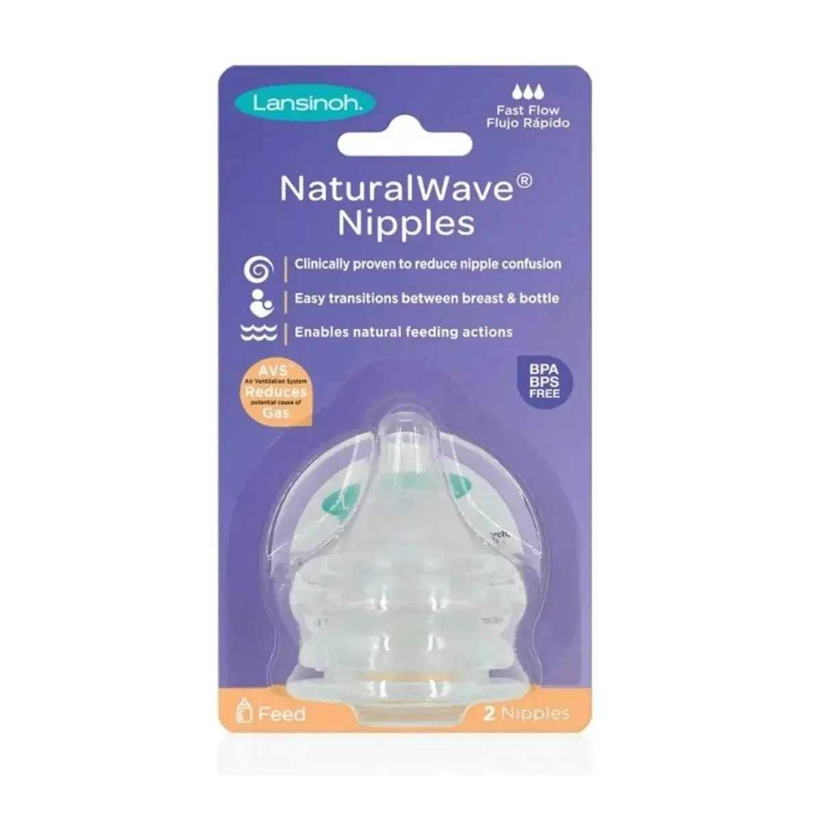 Tetina Lansinoh Natural Wave 2 Unds Flujo Rapido 1