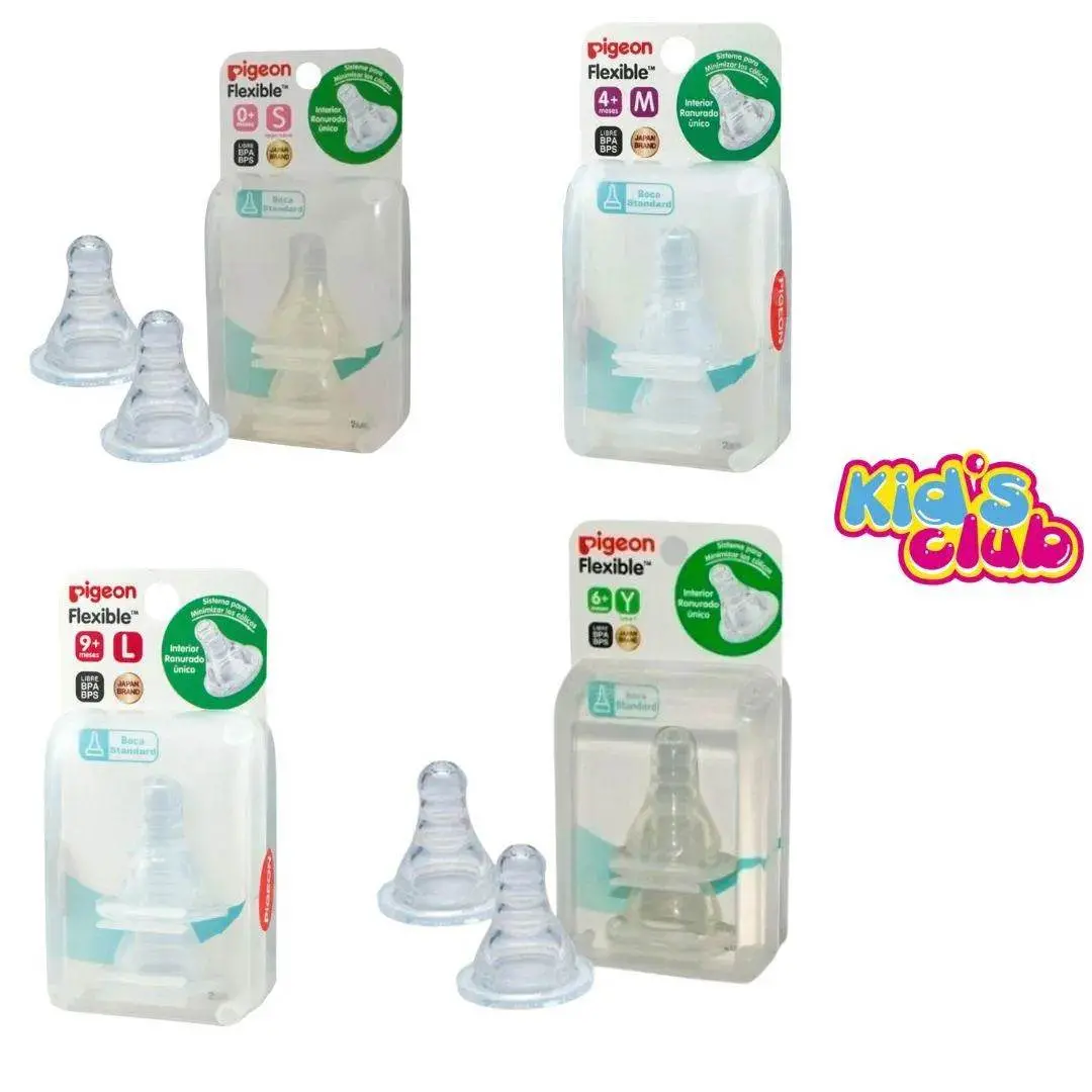 Tetina Repuesto Flexible Pigeon Boca Estandar 2 Unds Tallas S,M,L,Y 1