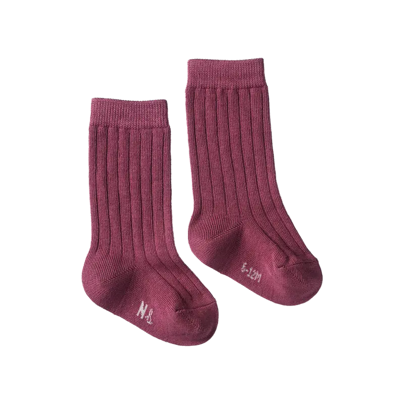 Nature Baby - Organic Cotton Rib Socks - Rhubarb 1