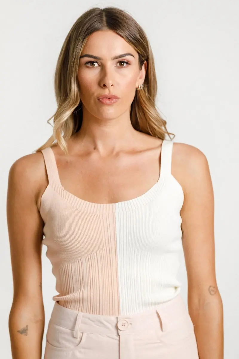 Thing Thing - Block Neva Tank - Peachy/Cream 1