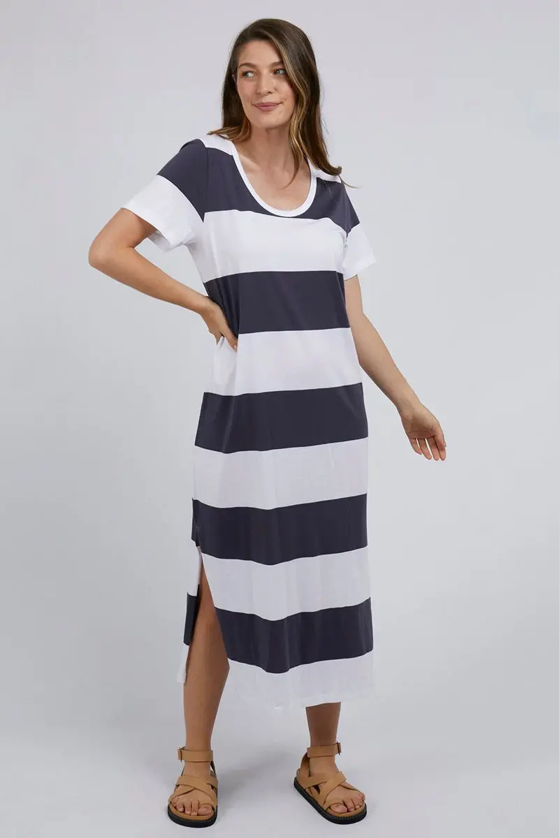 Foxwood - Cassy Stripe Dress - Coal & White Stripe 1