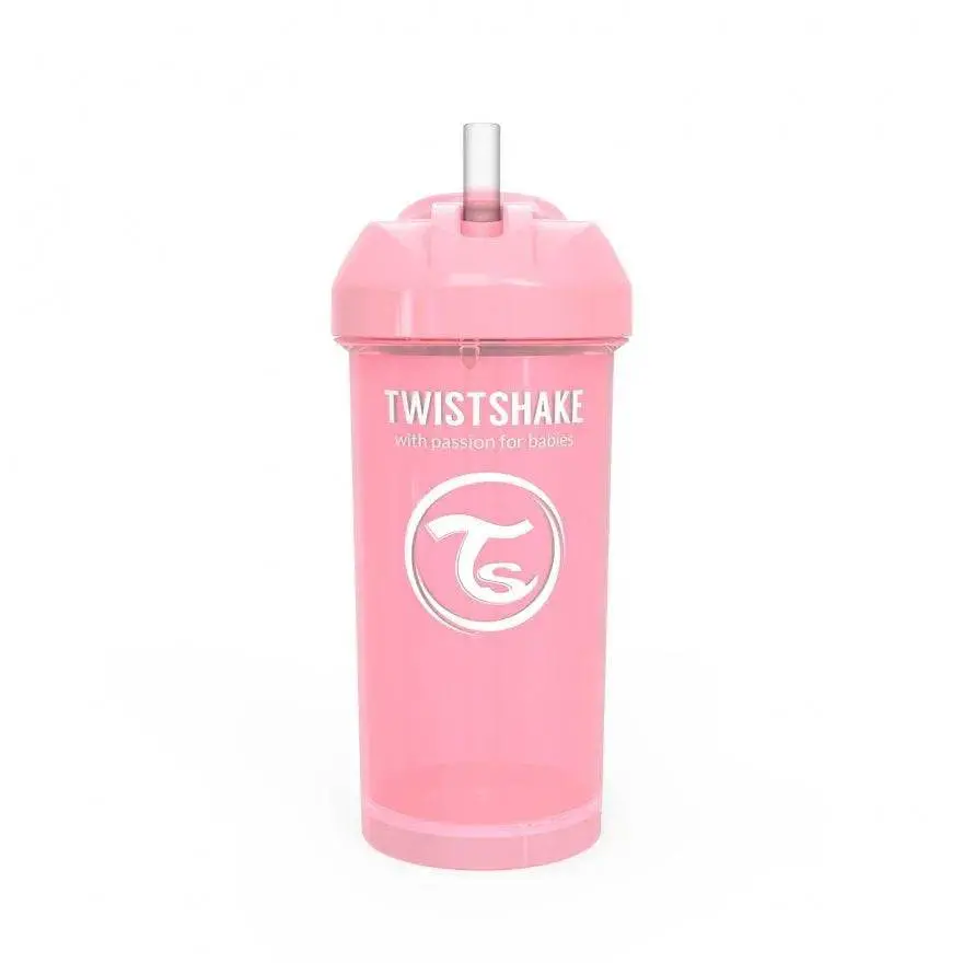 Vaso Con Bombilla Straw Cup 360Ml Rosado Pastel, Twistshake 1