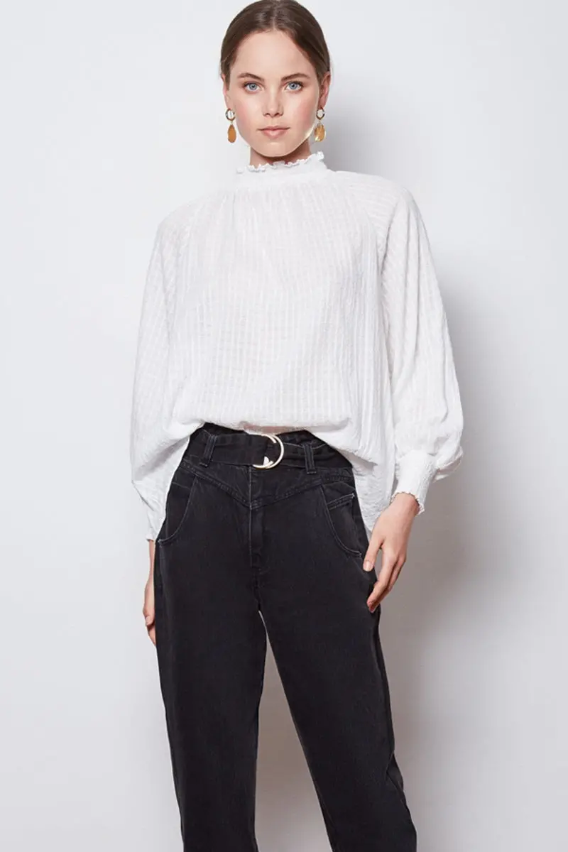 Wish - String Along Shirred Blouse - Ivory 1