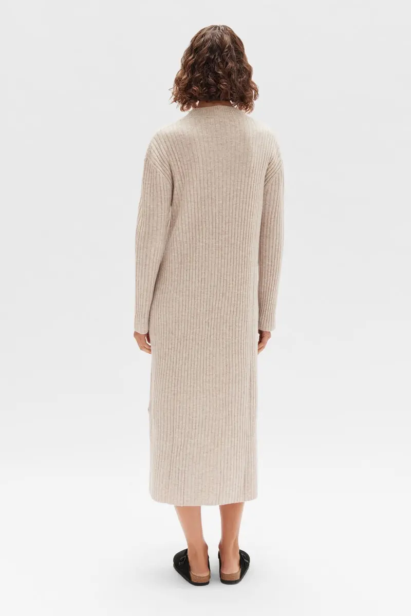 Assembly Label - Wool Cashmere Rib Dress - Oat Marle 3