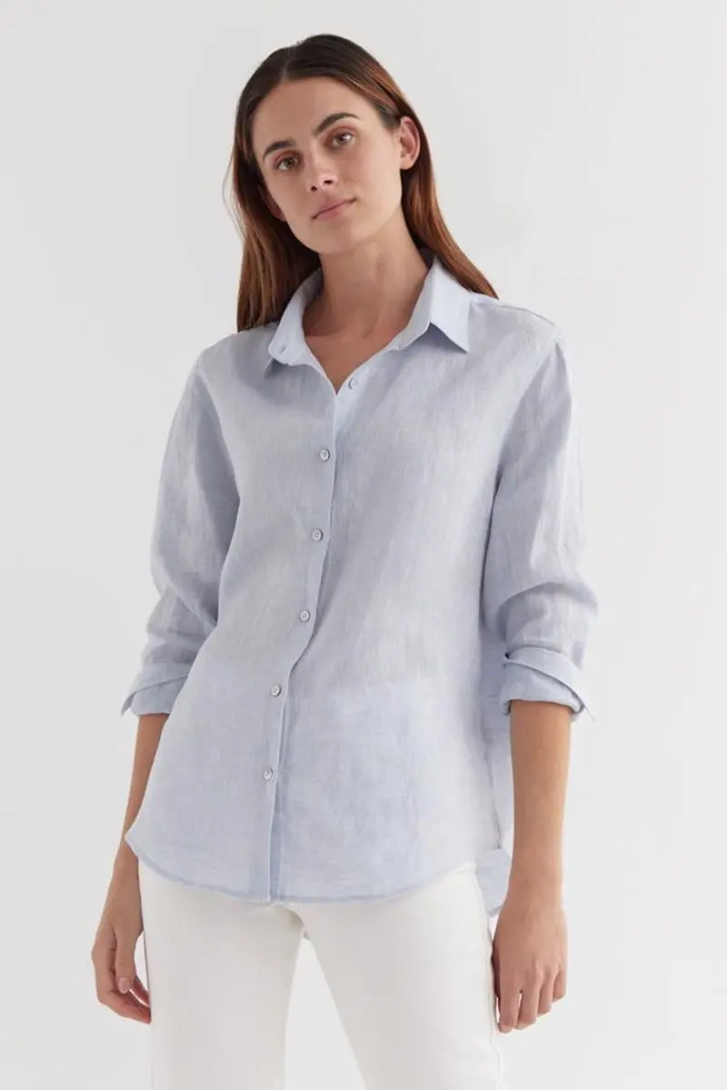 Assembly Label - Xander Linen Shirt - Sky Chambray 1