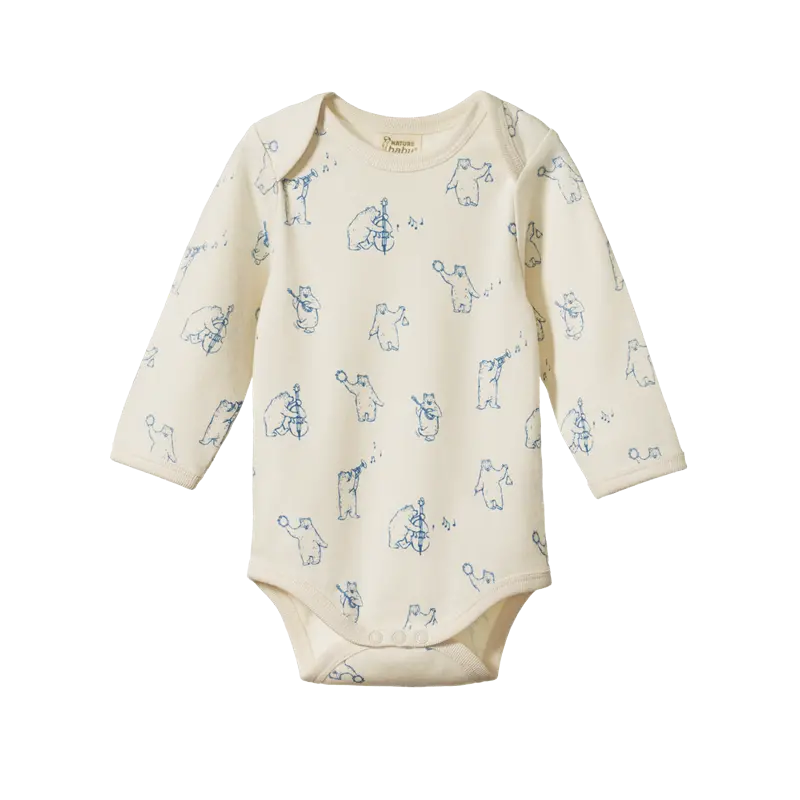 Nature Baby - L/S Body Suit - Bluegrass Bears Print 1