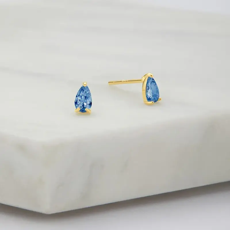 Zafino - Abigail Stud Earring - Silver/Saphire 1