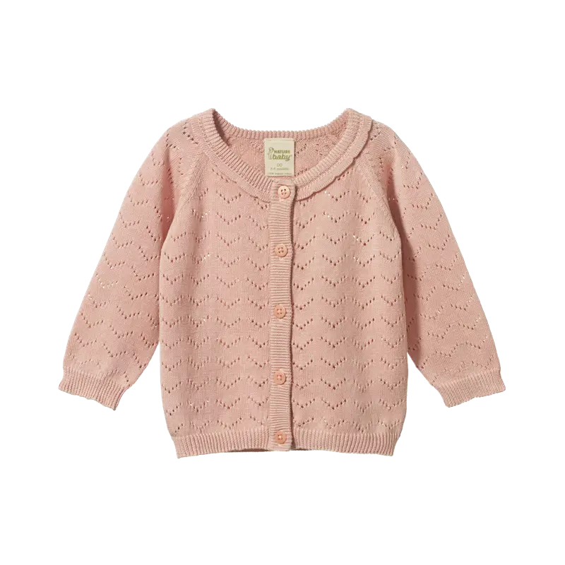 Nature Baby - Piper Cardigan - Rose Bud Pointelle 1