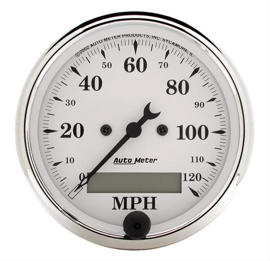 Autometer 1688-M Old Tyme White Series Analog Speedometer – Vintage-Inspired Gauge 1