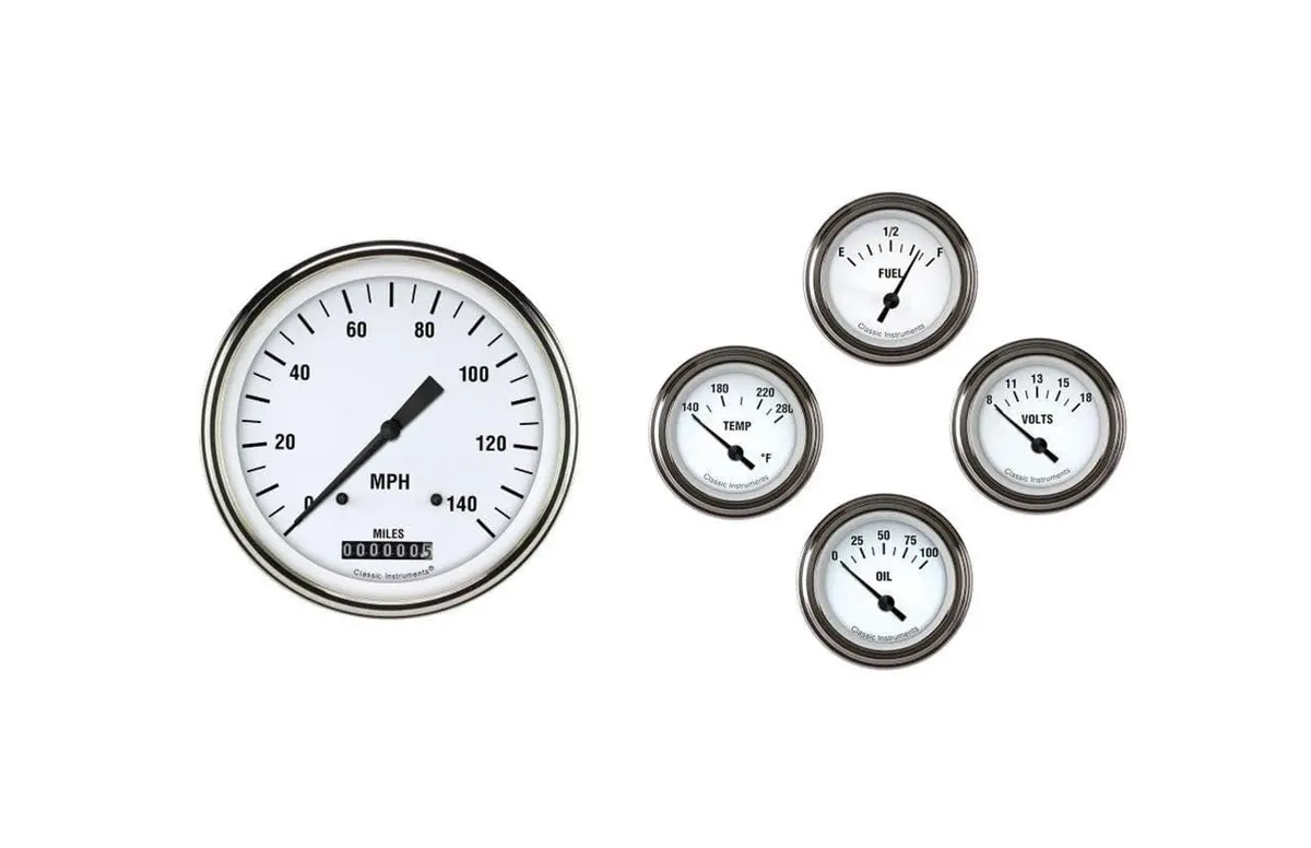 Classic Instruments Ford E-Series Gauge Set – Retro-Style White-Dial Cluster For 1961–1966 Models 1