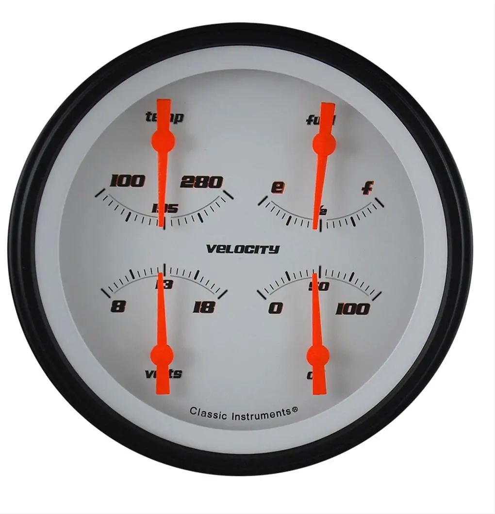 Classic Instruments Velocity Series Gauge Kit – Black Face With White Lighting, Vs78Wblf 1