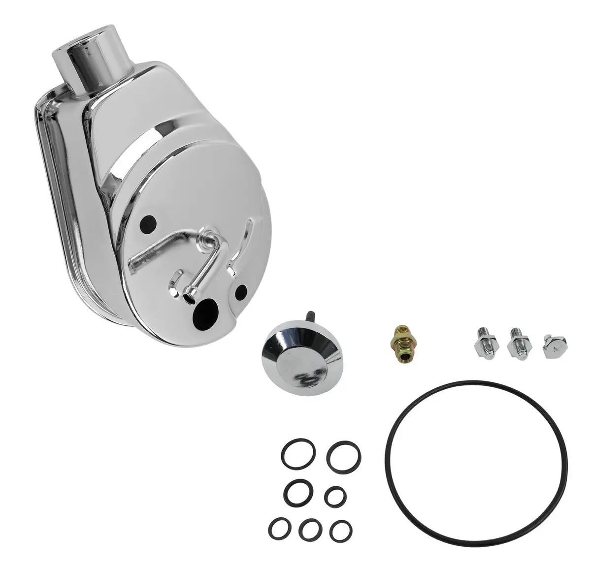 Classic Performance Power Steering Reservoir Kit With Chrome Finish And Mounting Hardware 1